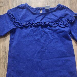 Janie And Jack Sz 5 Blue Top With Ruffled Chest